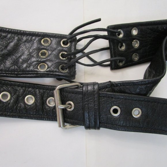 5X 5XL Black Leather Motorcycle Chaps Pants Mesh Lining - Picture 6 of 11